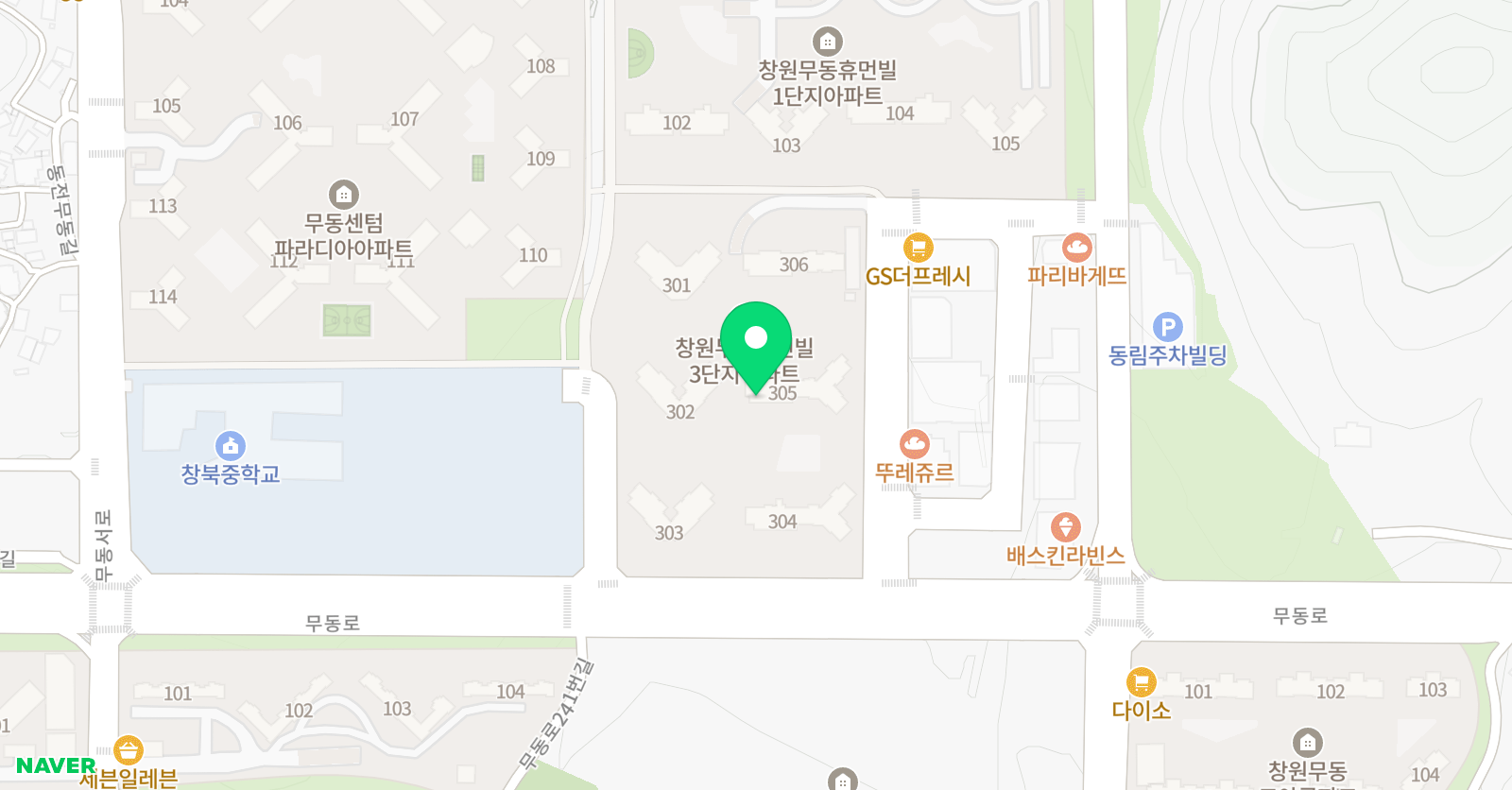 아소비 창원북면3 점 위치