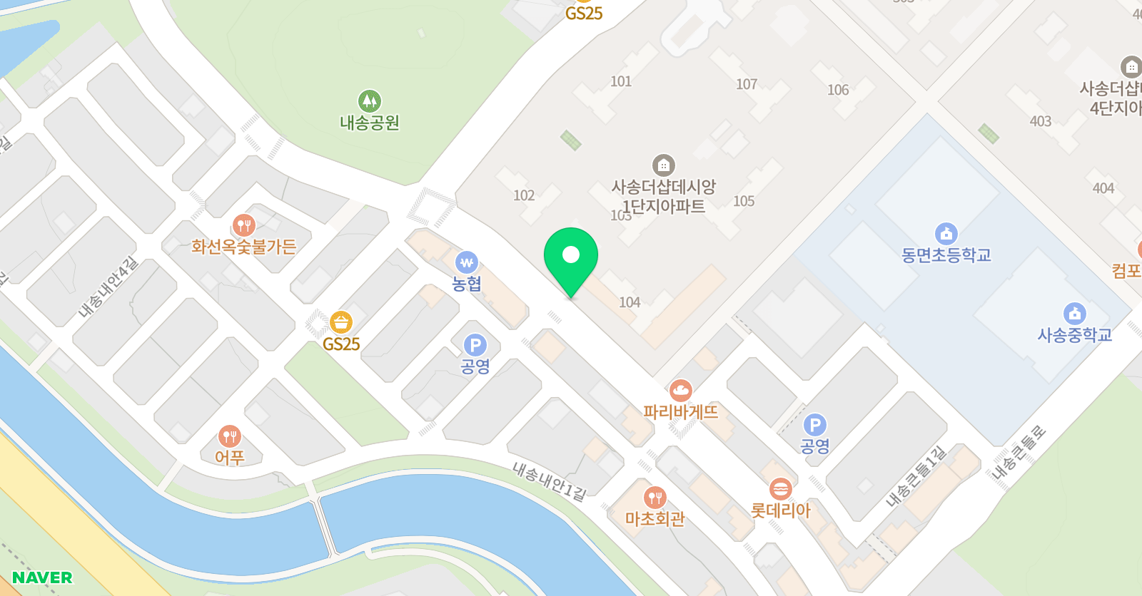 딱풀리는 수학교습소 사송더샵데시앙 1차점 위치
