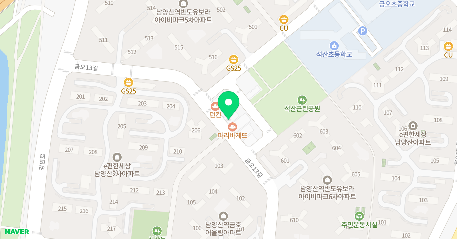 우주에서온 영어어학원 석산점 위치