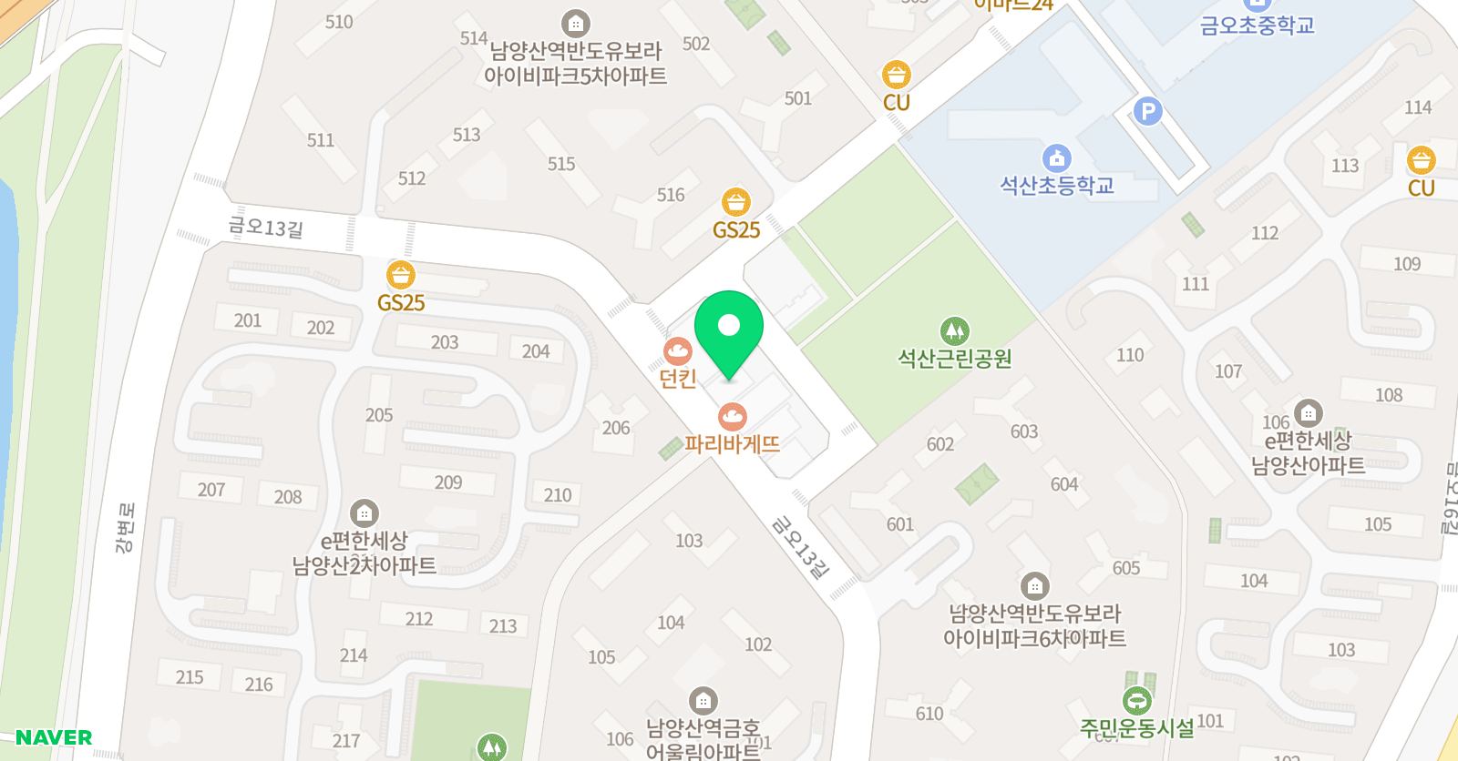 석산뮤직스토리 음악학원 위치