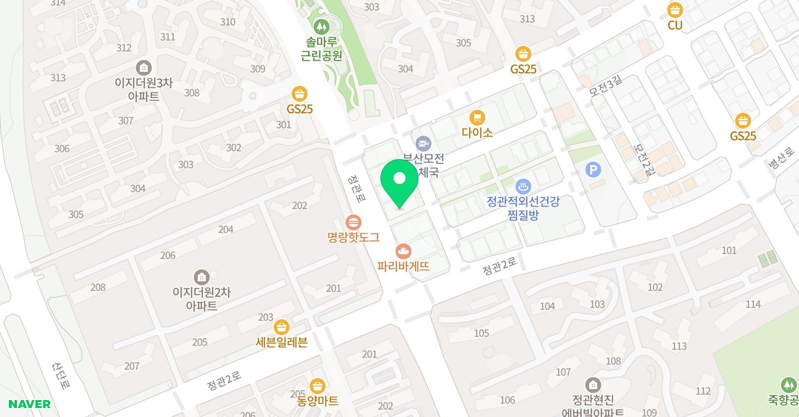 정관한빛 태권도장 위치