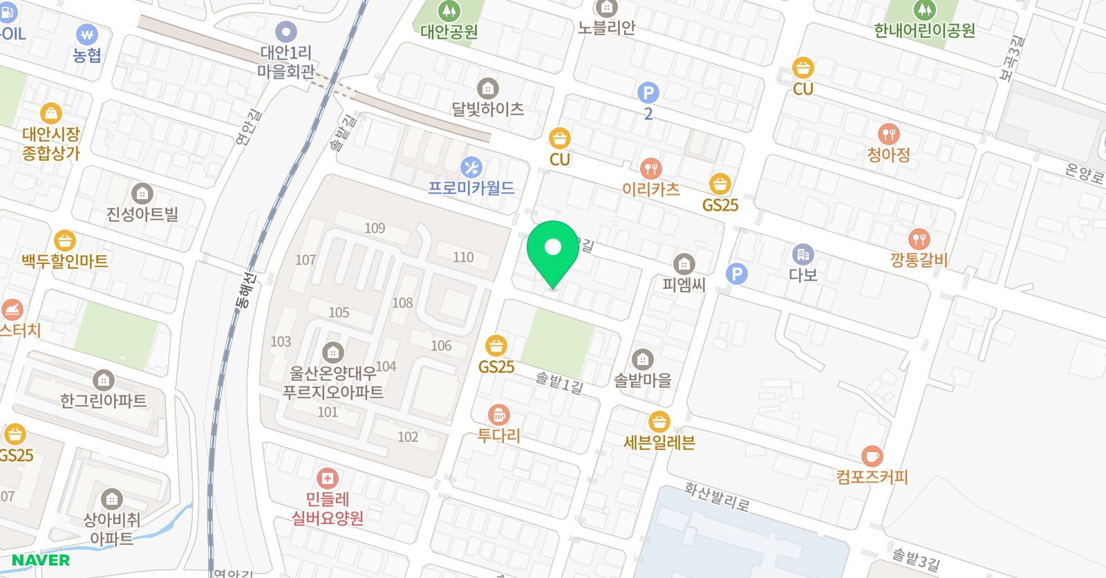 정샘 수학영어국어학원 위치