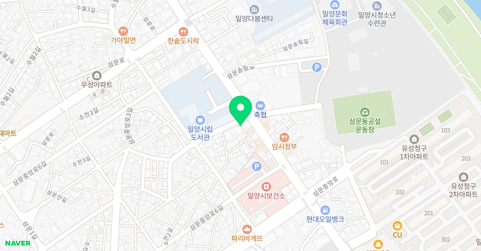 YBM잉글루 경남밀양삼문 제1캠퍼스 위치