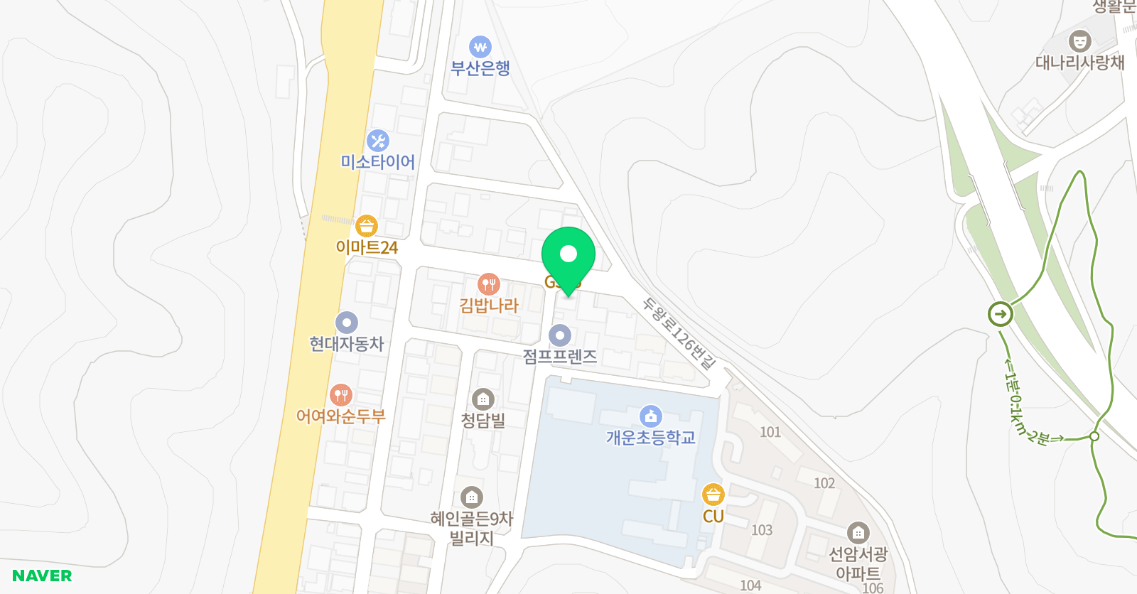 창의숲 수학전과목학원 위치
