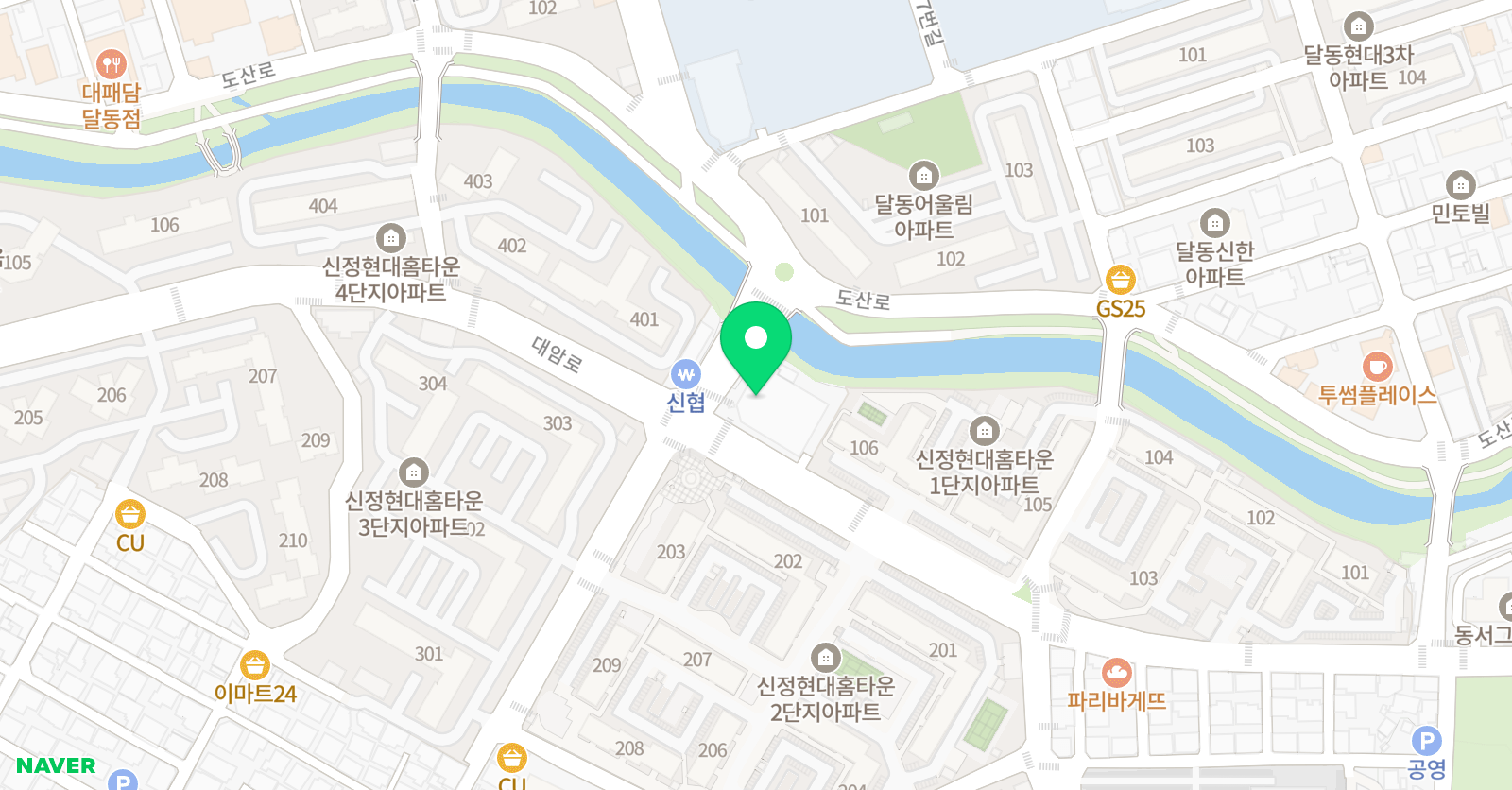 지앤비패럴랙스 달동홈타운캠퍼스 위치
