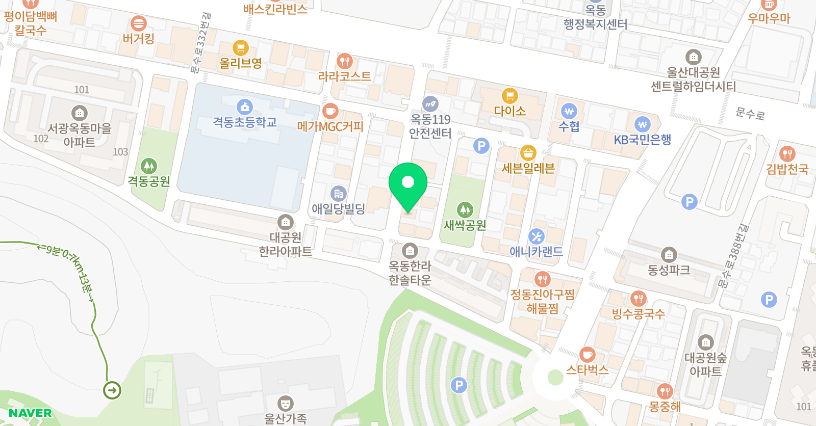 터치잉글리시 영어학원 울산옥동원 위치