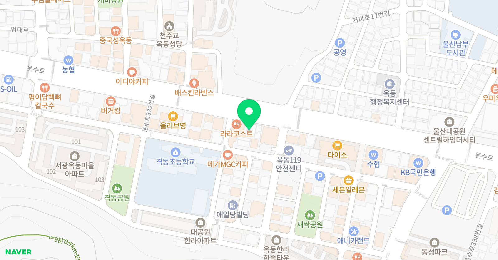 에이닷 영어학원 울산옥동지점 위치