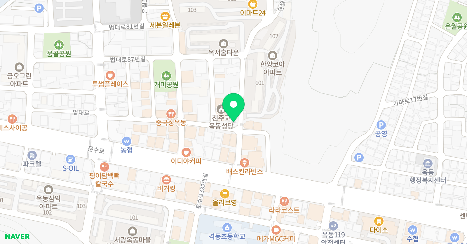 옥동에스엠 수학전문학원 위치