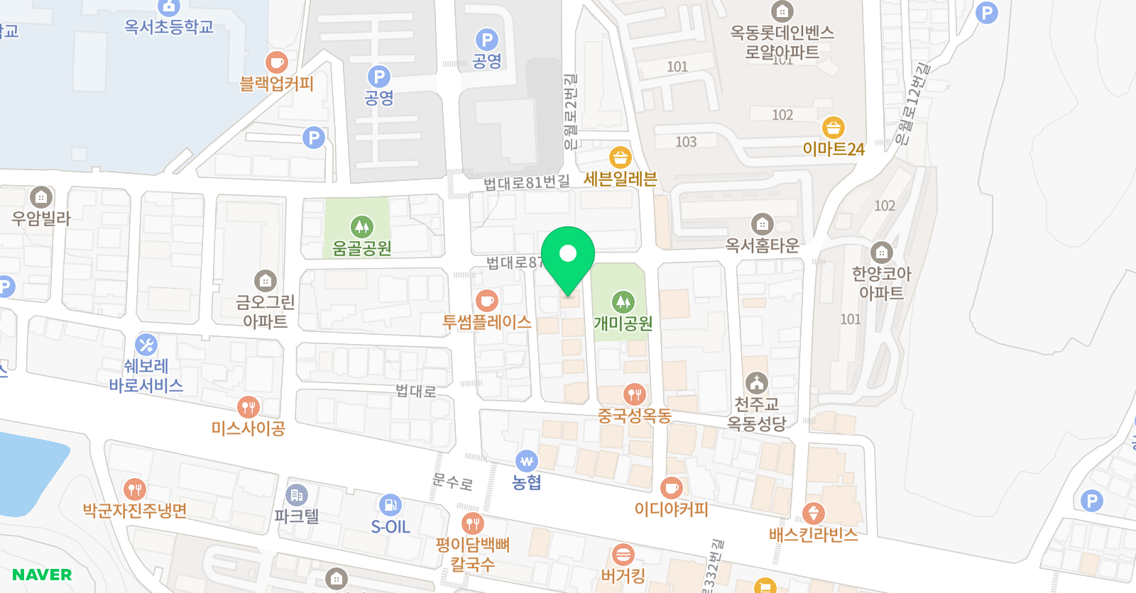 윤선생 영어숲 정진 수학학원 위치