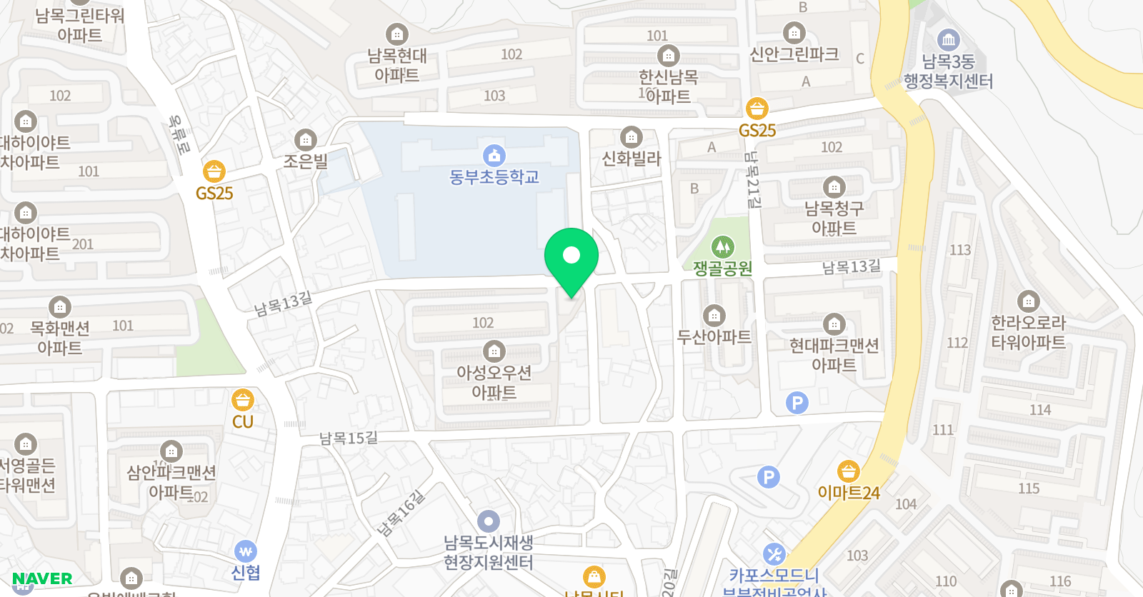 산돌키즈 태권도 위치