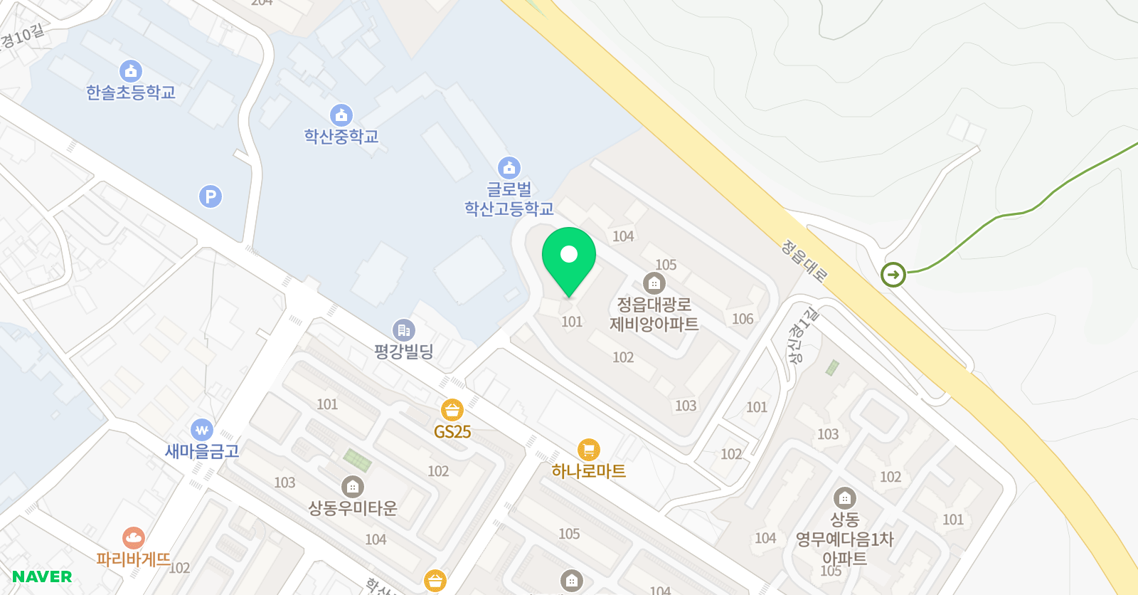아소비 정읍 대광로제비앙점 위치