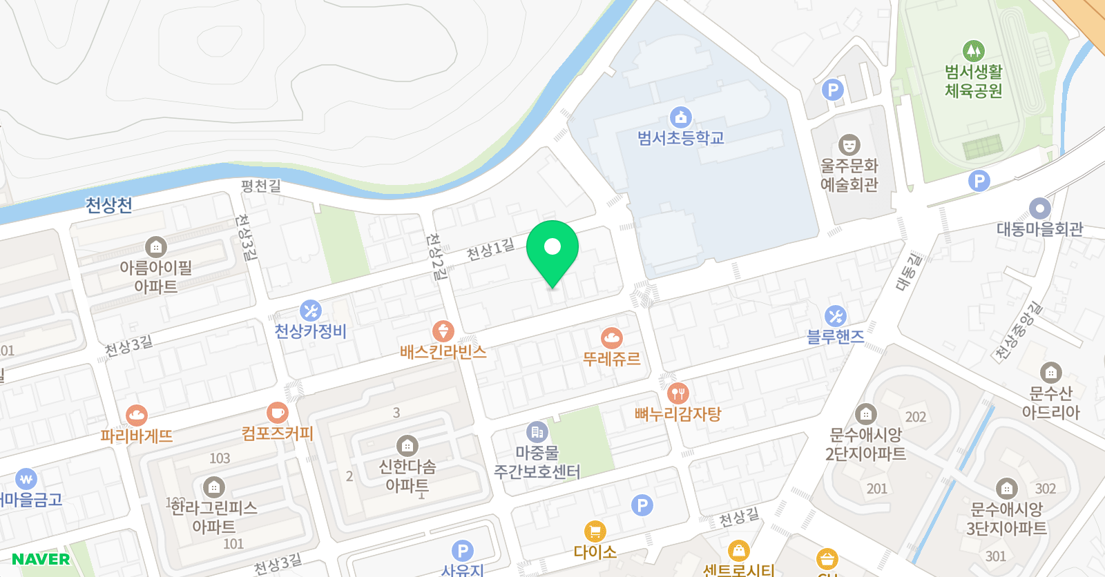 알단과 학원 위치