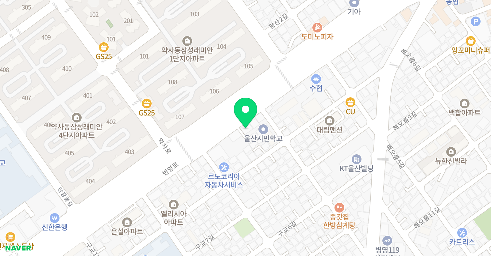 푸르넷 공부방 중울산지점 위치