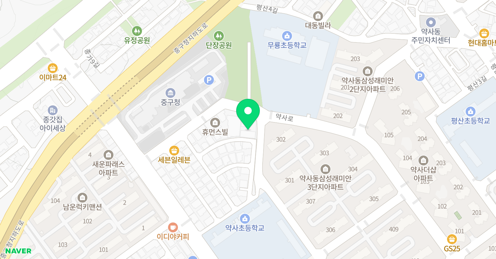 스타키즈 수영장 중구점 위치