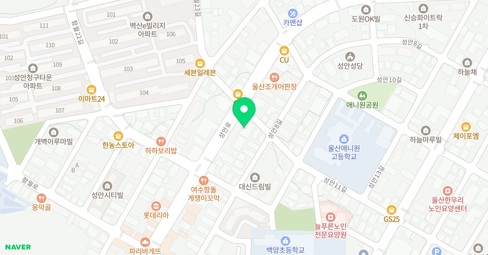 한체대석사백련 태권도장 위치