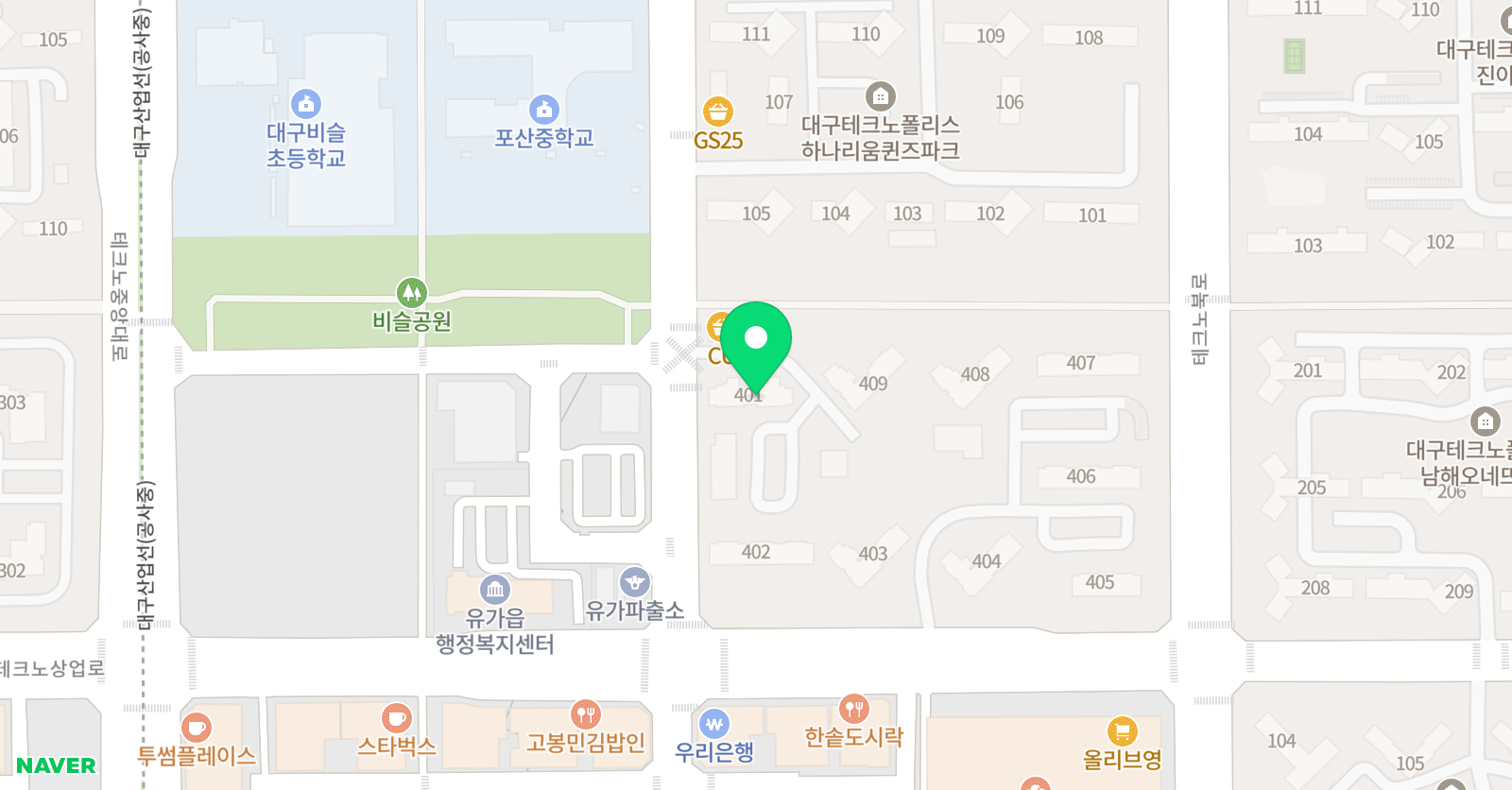 빨간펜 수학의달인 테크노폴리스비슬점 위치