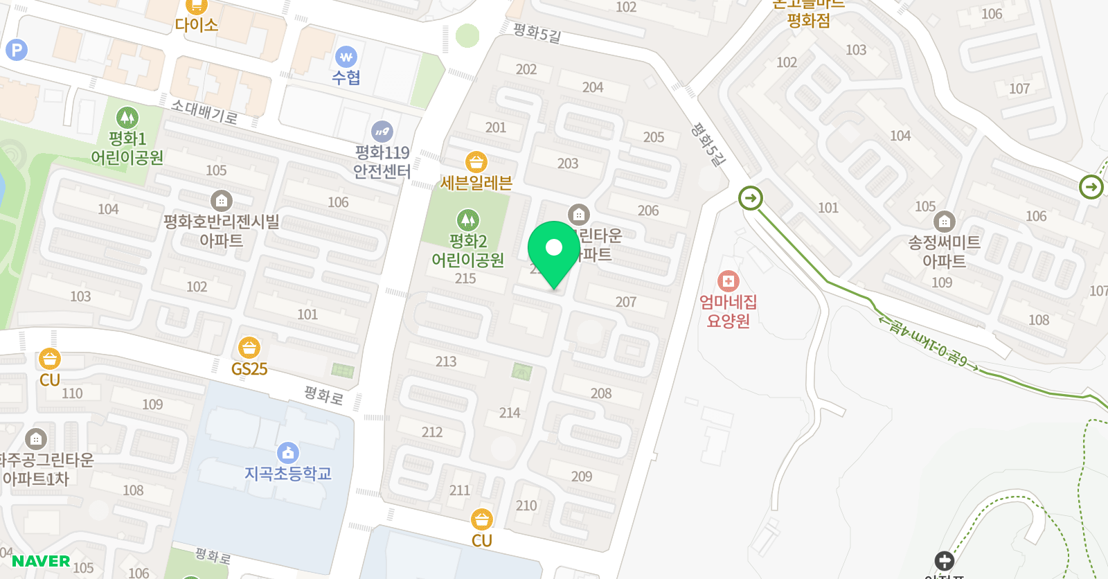 뮤엠 영어 평화그린2차NEST 위치