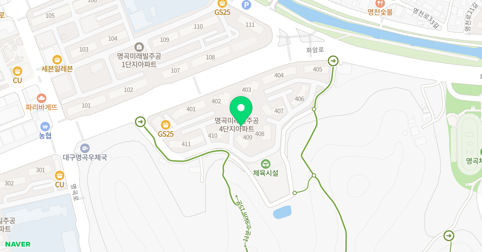 아소비 화원 명곡4단지점 위치
