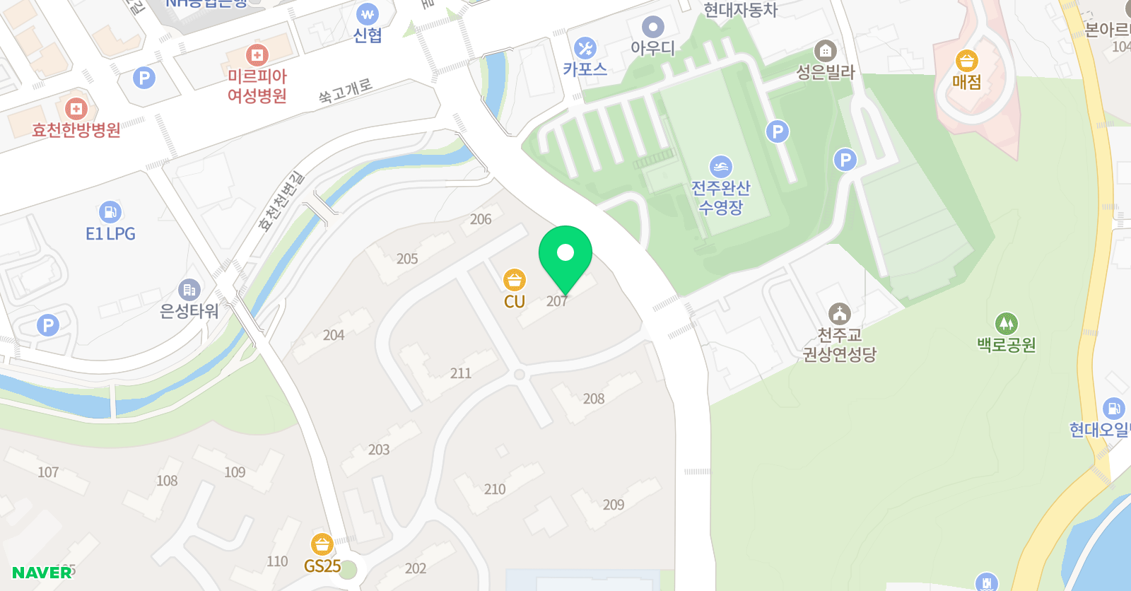 기탄사고력교실 전주효천 우미린점 위치