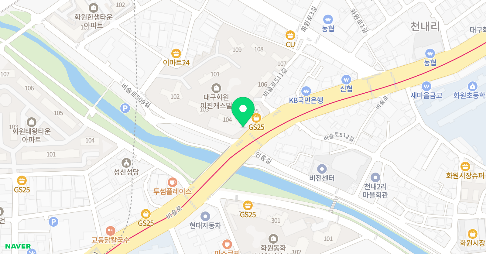 스마트해법 수학 대구화원캐스빌점 위치