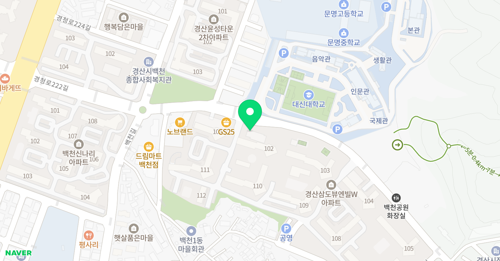 놀작마이아트 백천키즈센터 위치