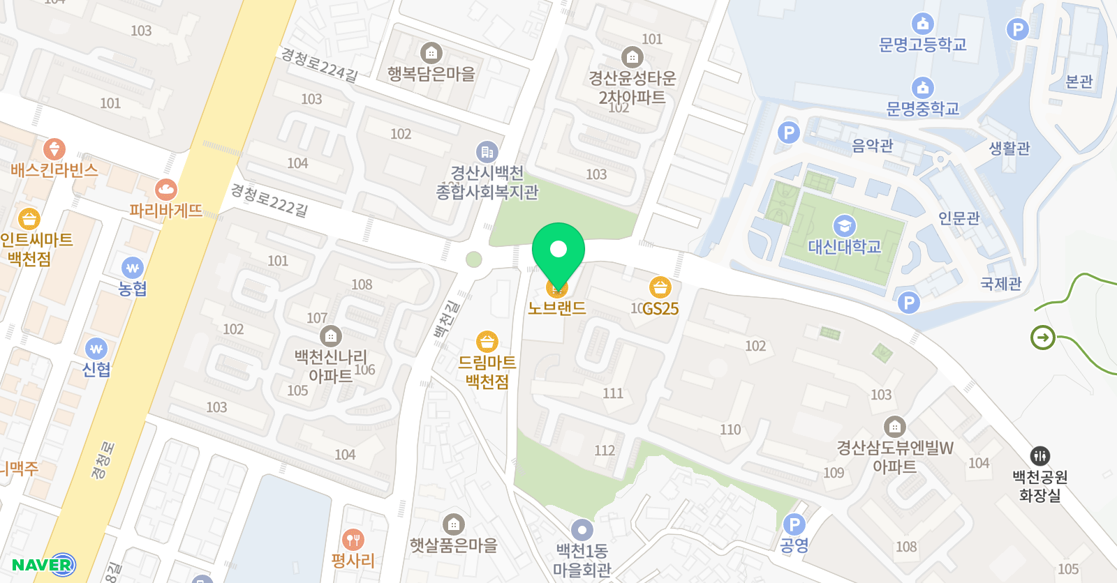 JnB 음악학원 경산백천 위치