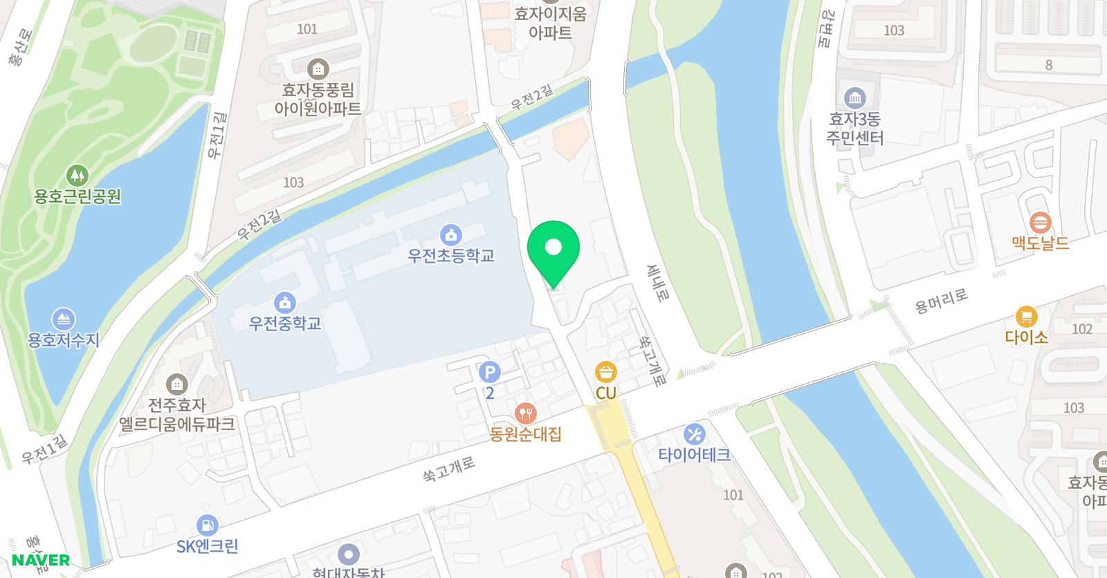 뮤엠 영어학원 우전캠퍼스 위치