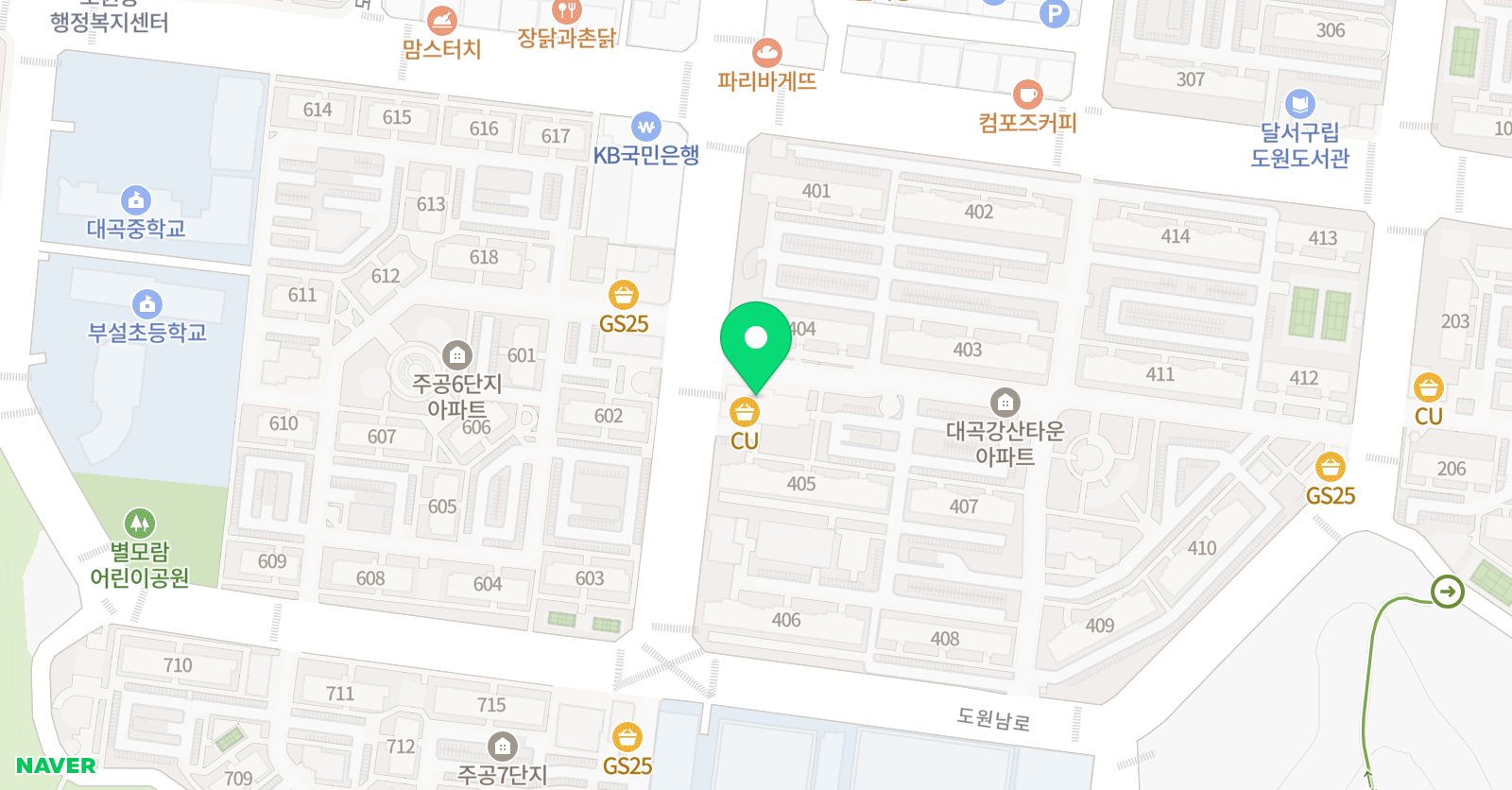 책나무 학원 대곡점 위치