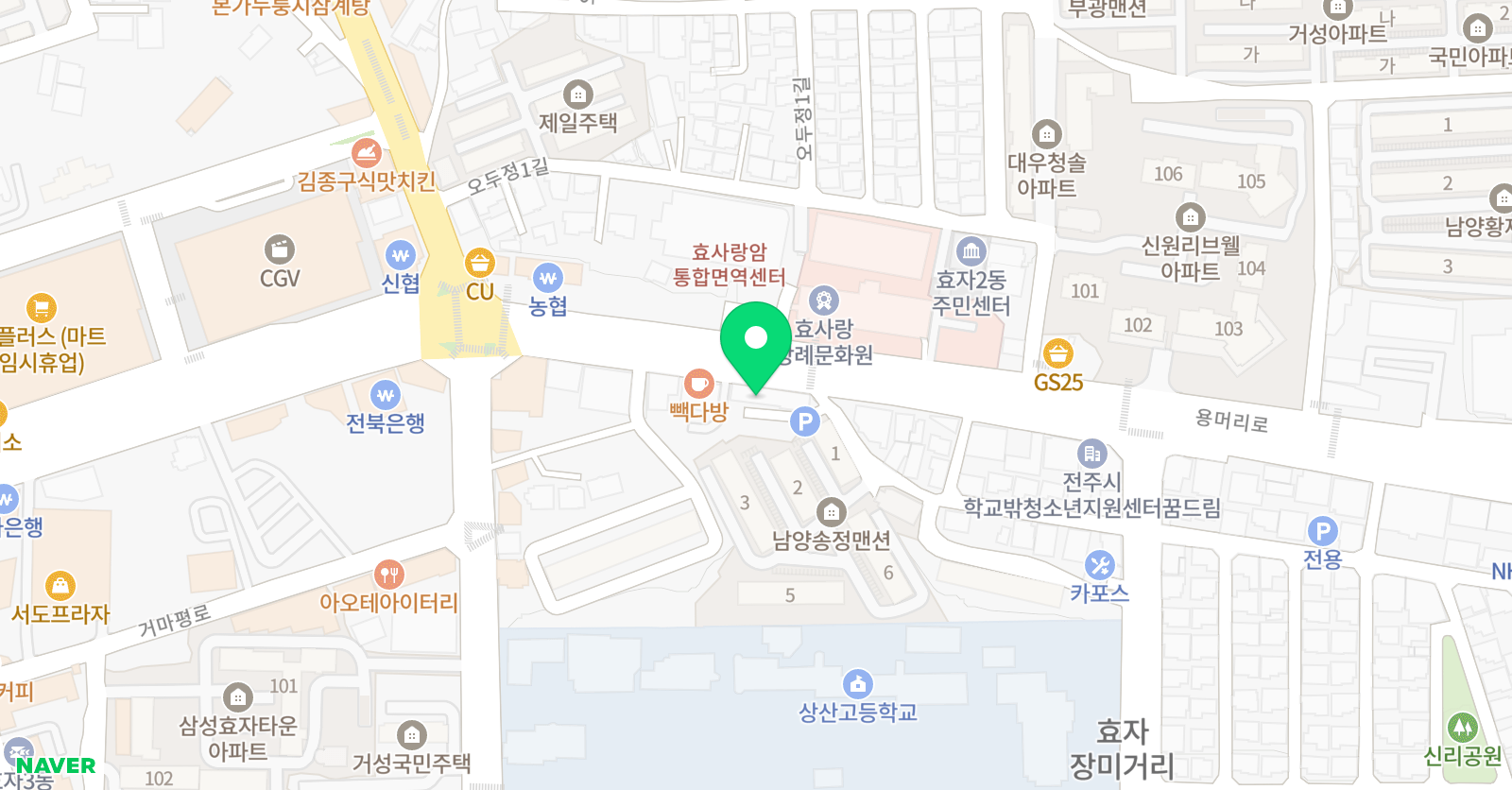 몽크 실용음악학원 효자캠퍼스 위치