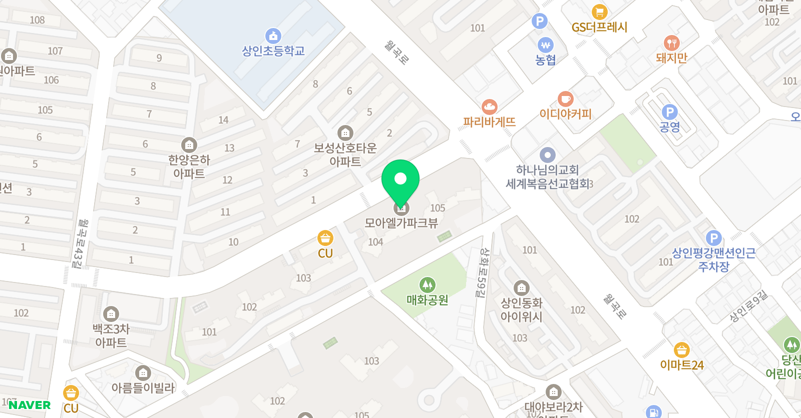 기탄사고력교실 상인모아엘가파크뷰점 위치