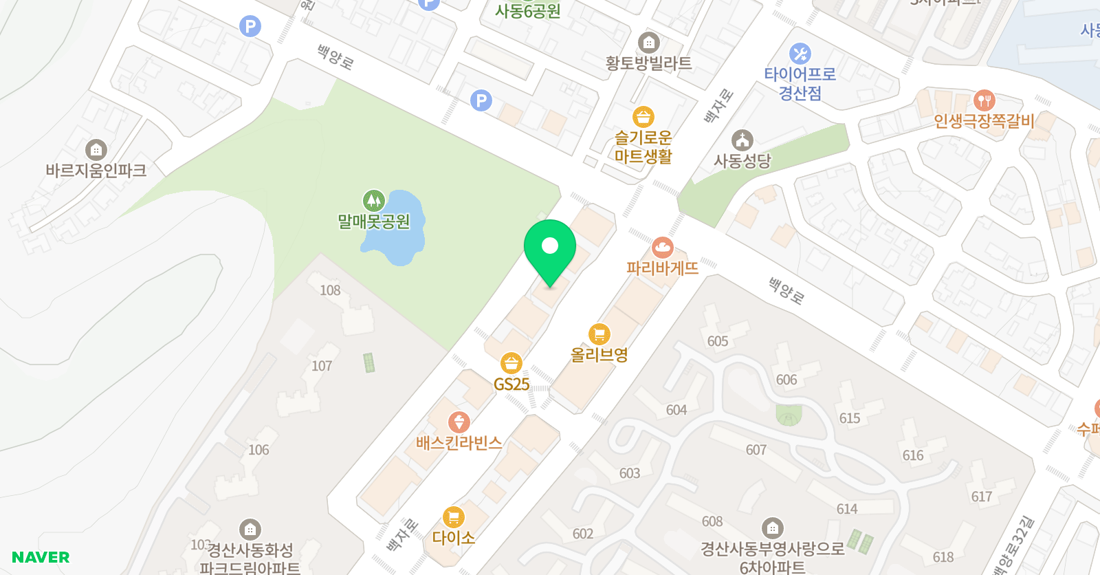 턱코치 야구교실 경산사동점 위치