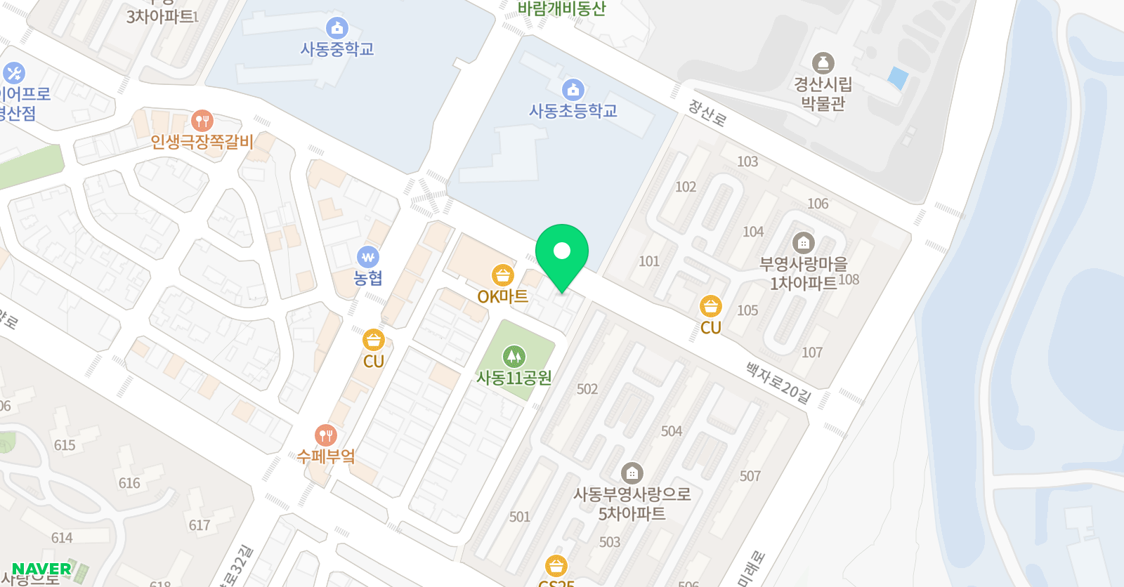 창용호키태권도장 위치