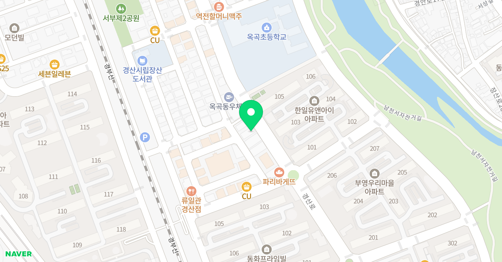 EiE 고려대 어학원 경산1캠퍼스 옥곡원 위치