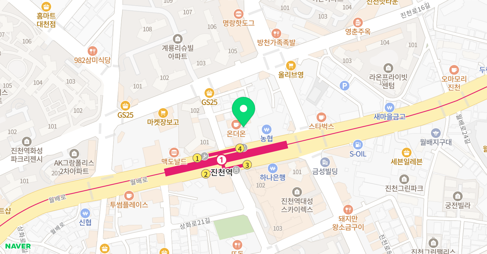 보컬스테이지 실용음악학원 상인월성본원 위치