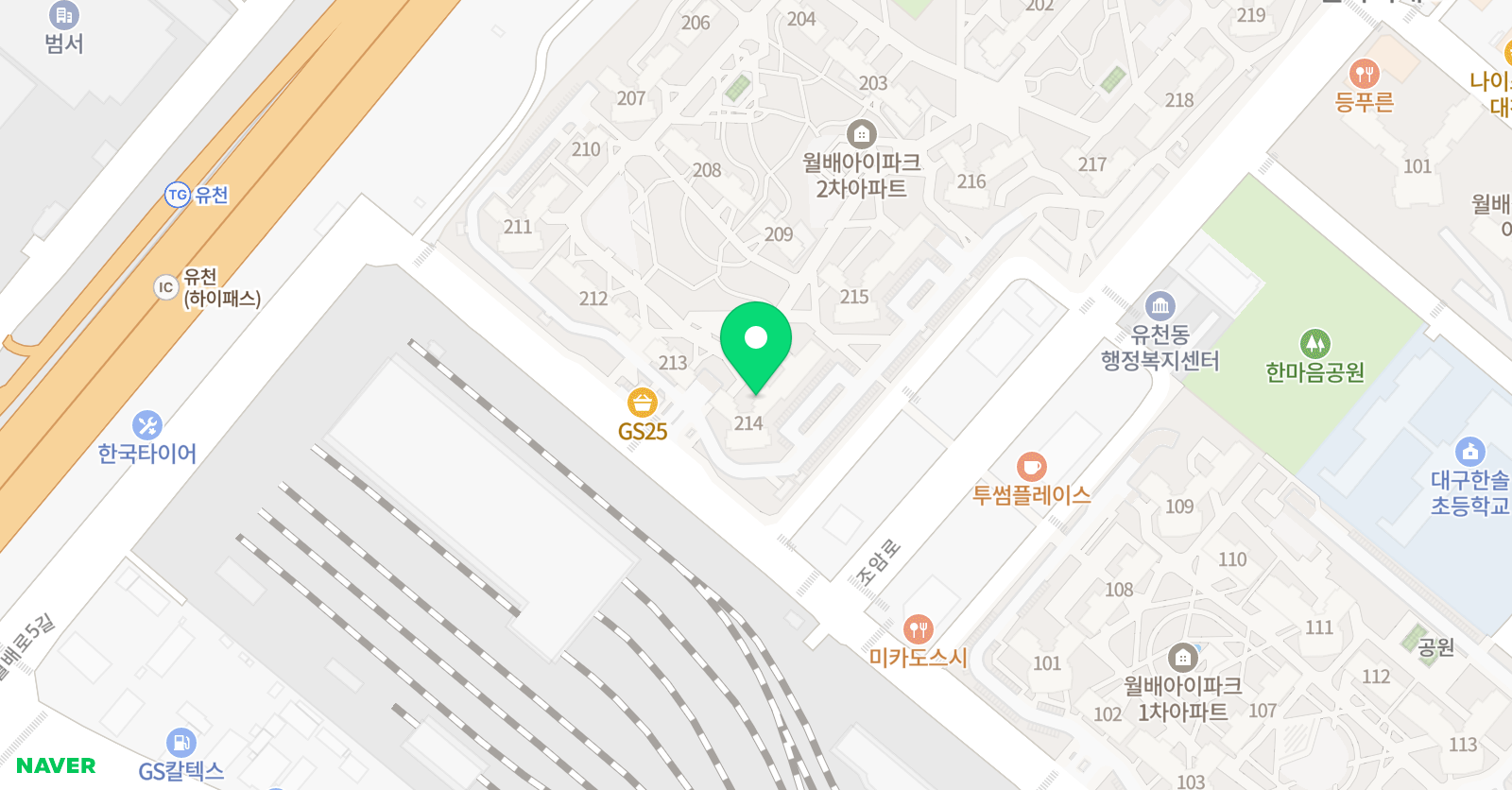 월배아이파크2차 푸르넷공부방/214동 위치