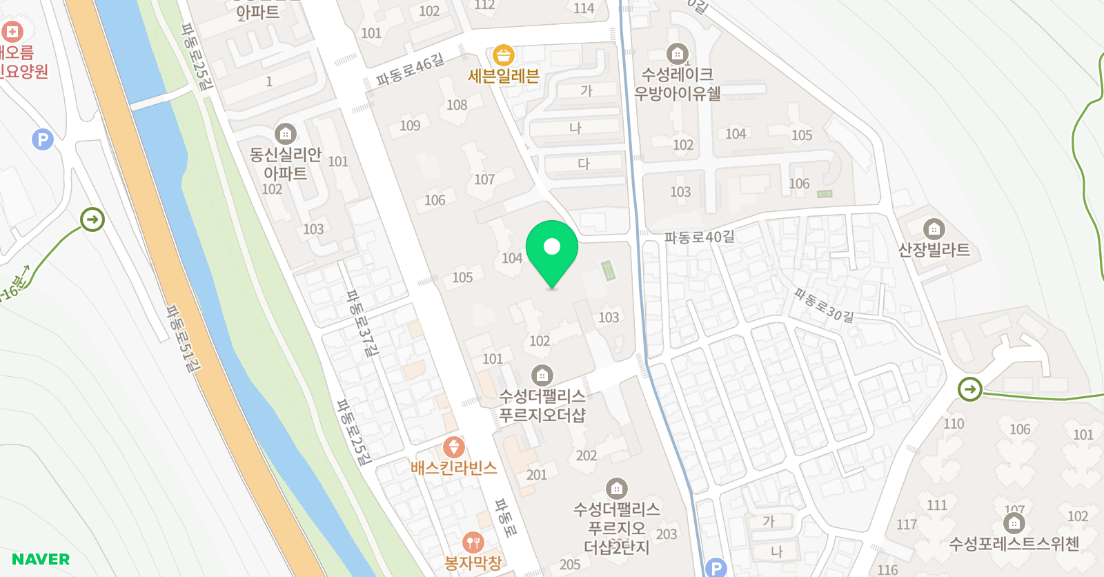 영렘브란트 수성더팰리스클래스 위치