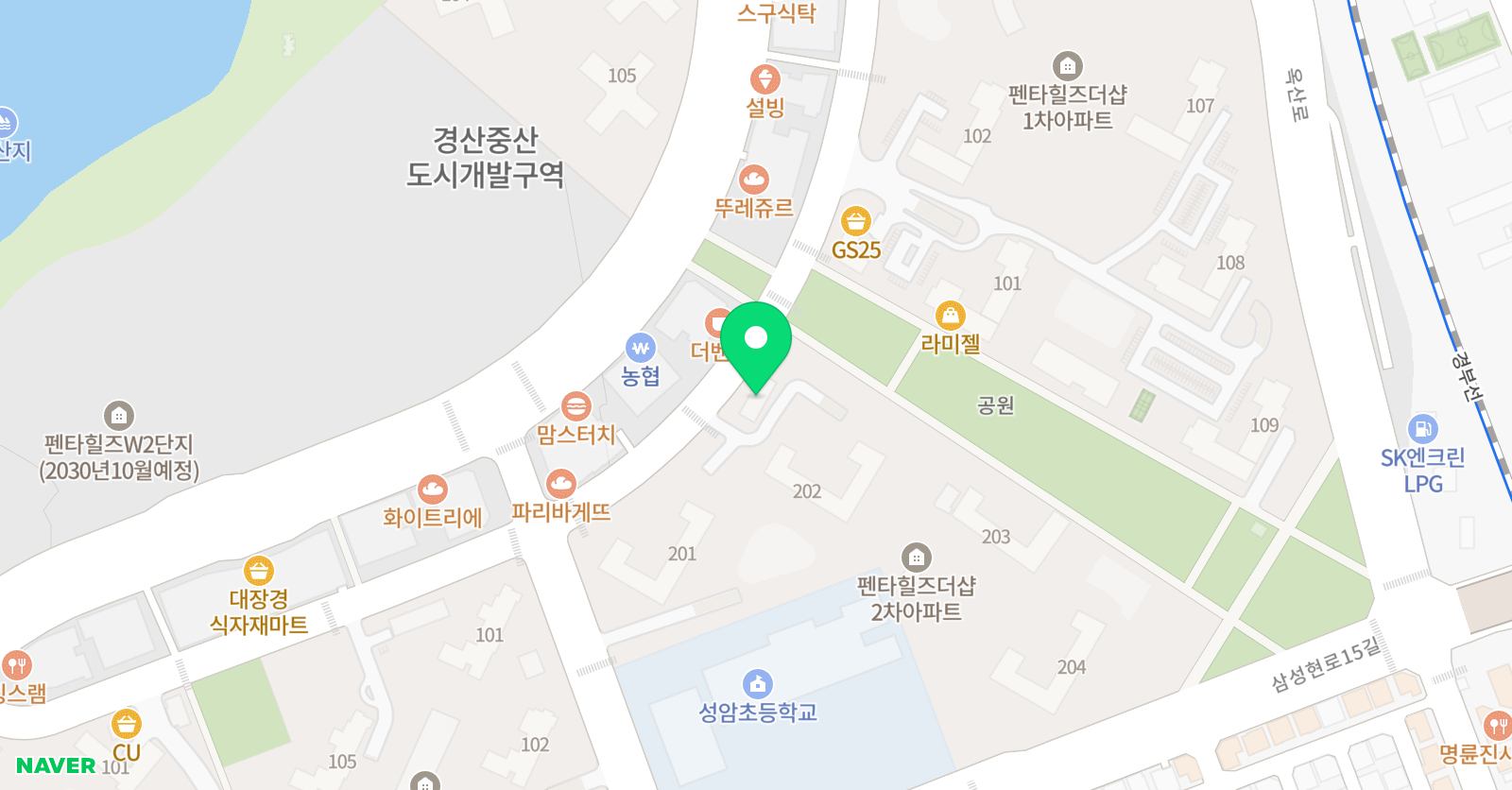 크리아트 창의미술학원 중산펜타힐즈점 위치