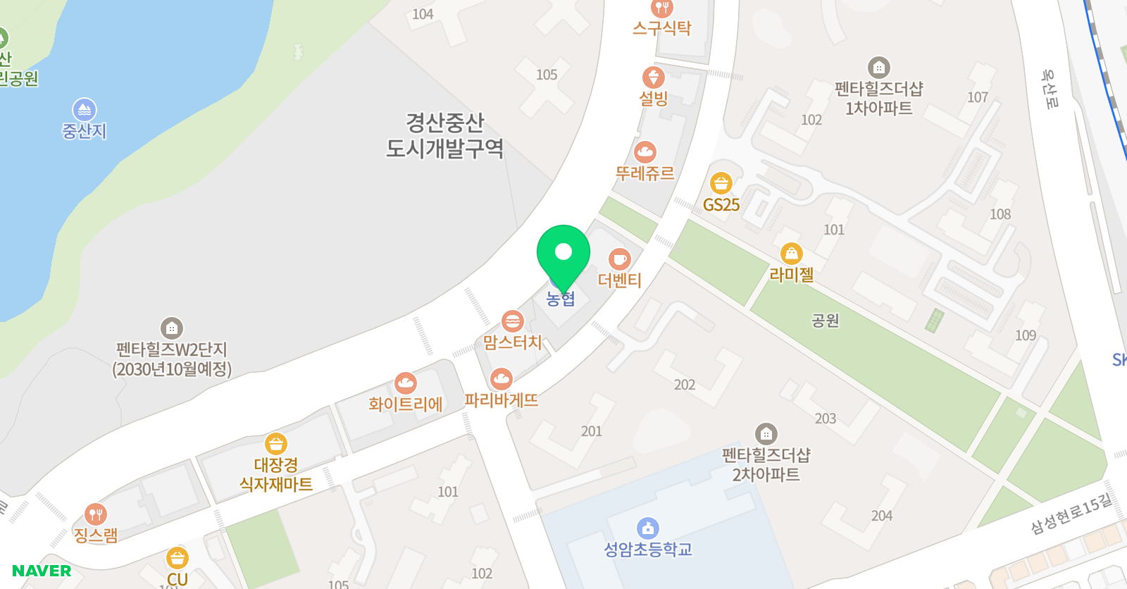 국풍2000 학원 경산펜타힐즈관 위치