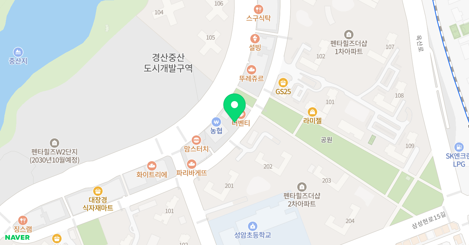 비끄아트 펜타힐즈점 위치