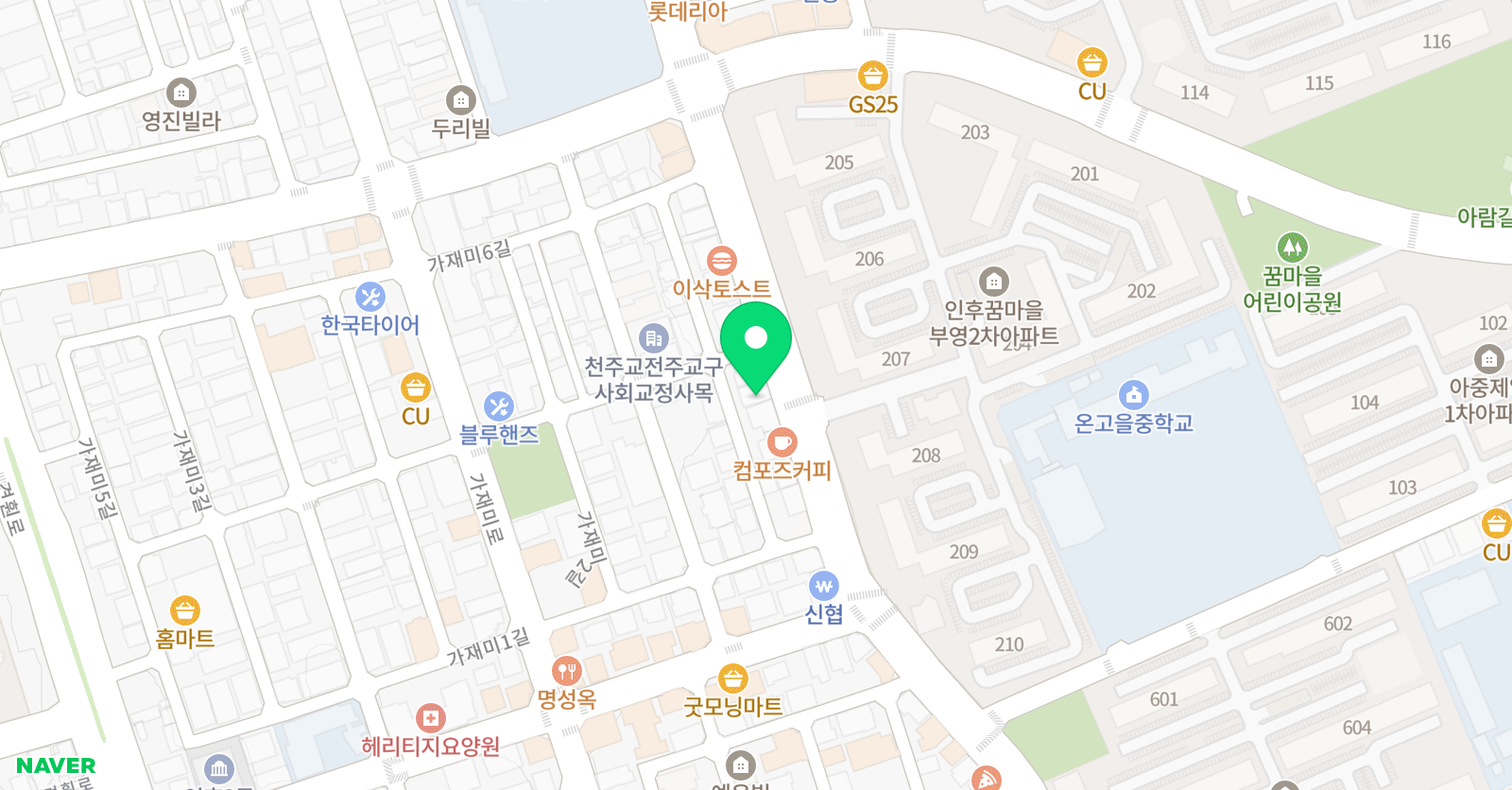 UJ댄스아카데미 아중점 위치