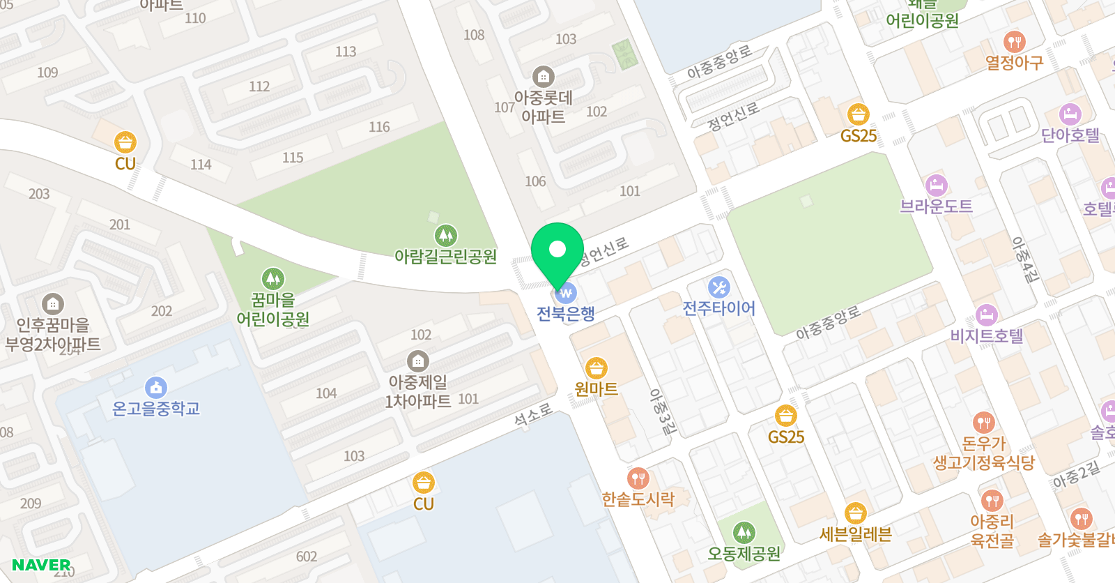 아중고구마 수학학원 위치