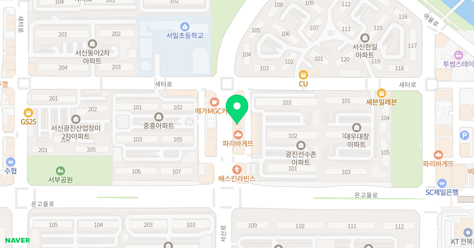 푸르넷 공부방 서일학원 위치