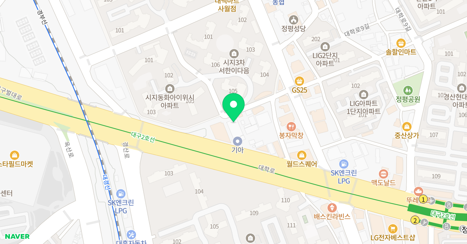 코리아농구교실 시지경산점 위치