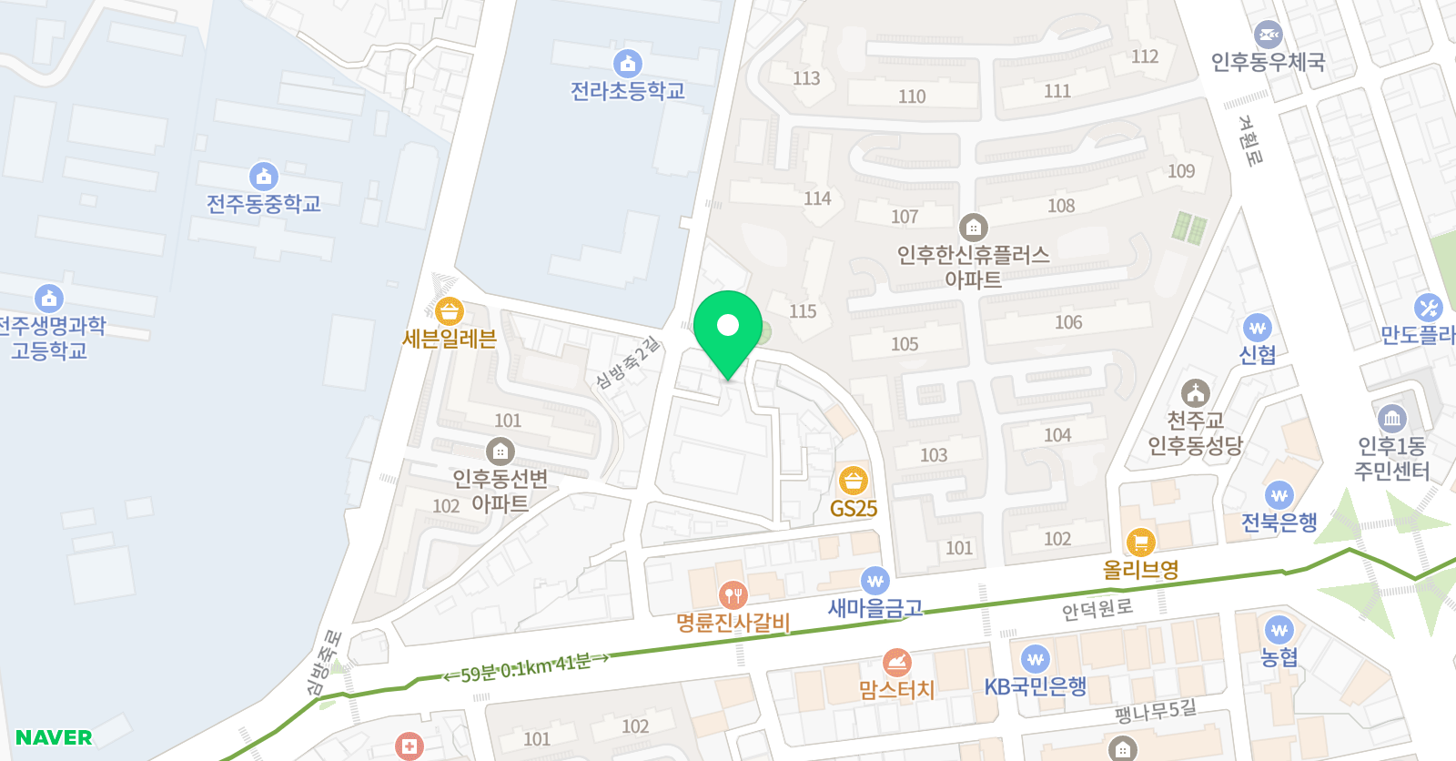 뮤엠 영어 전주인후1캠퍼스 위치