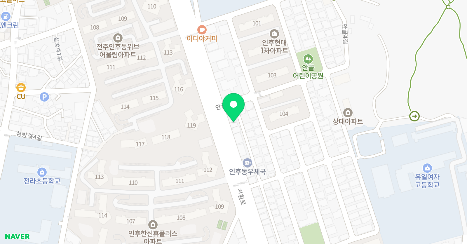 인후해동검도&점핑줄넘기 위치