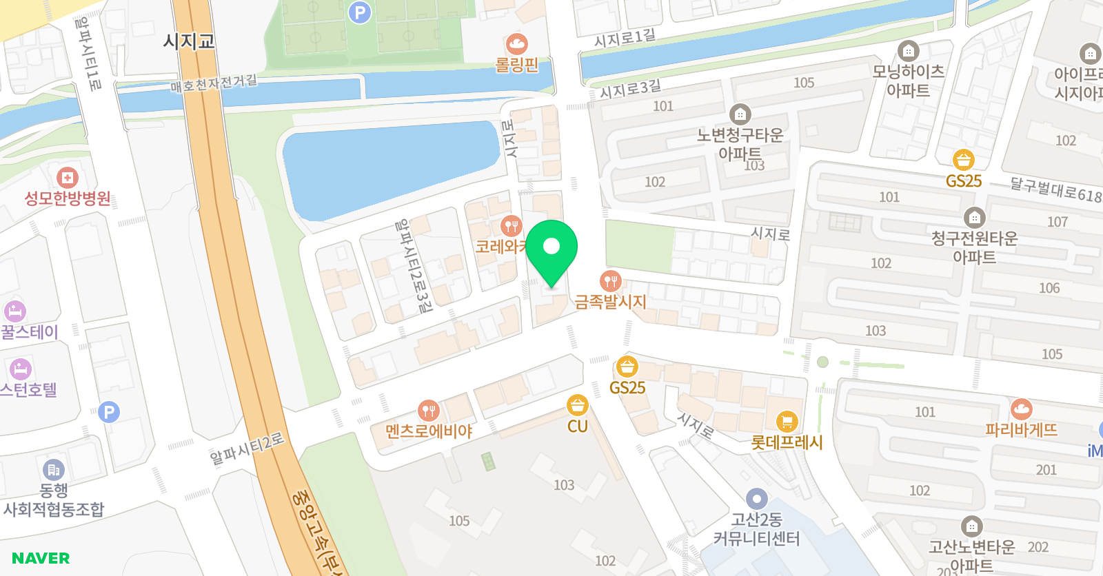 봄사이언스센터 과학학원 시지점 위치