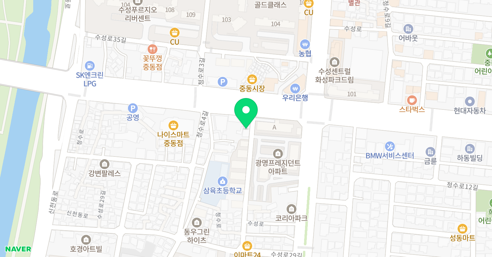 JNJ 실용음악학원 중동점 위치
