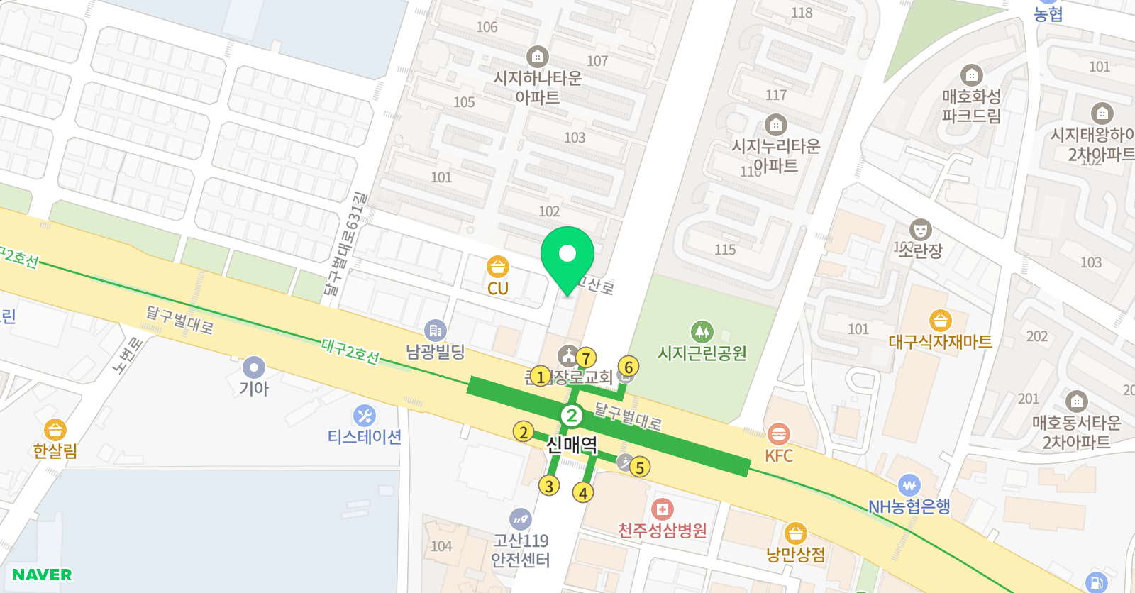 매쓰플랜 수학학원 시지1지점 위치