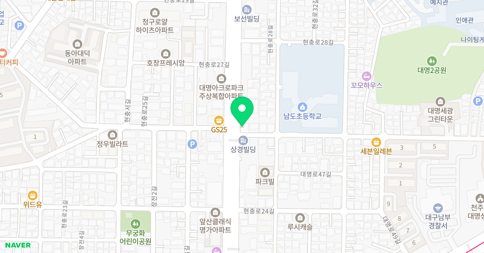 GNB 영어전문학원 대명캠퍼스 위치