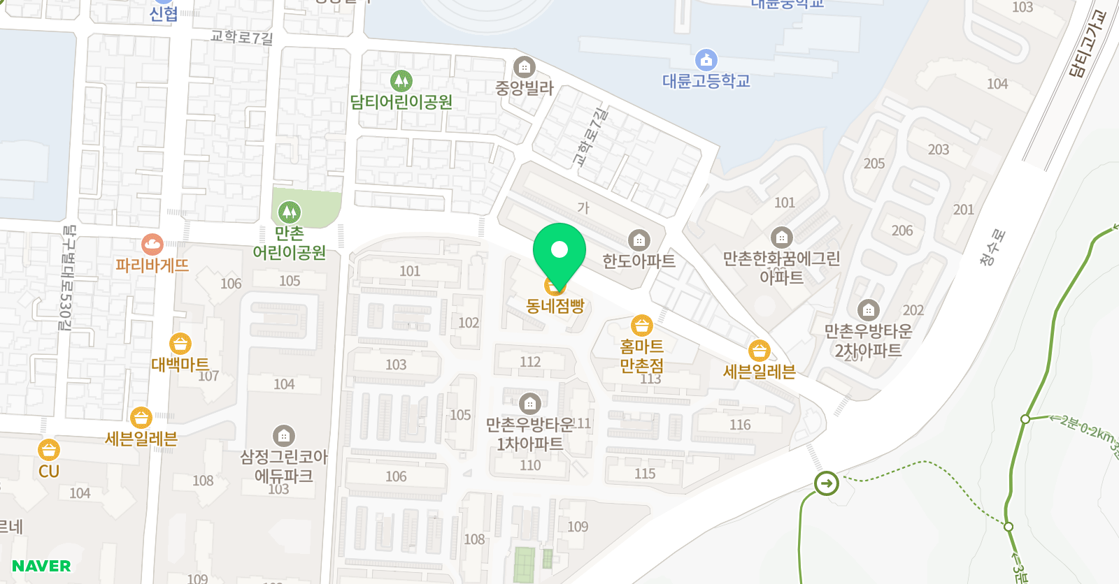 튼튼영어마스터클럽 대구만촌대청점 위치